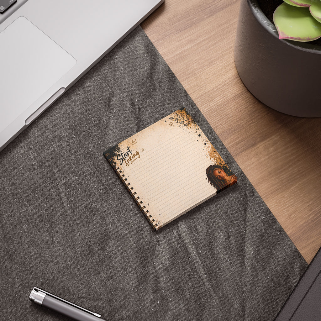 Spiral-bound Post-it® Note Pad by Printify with lined pages for inspirational desk notes and easy note-taking.