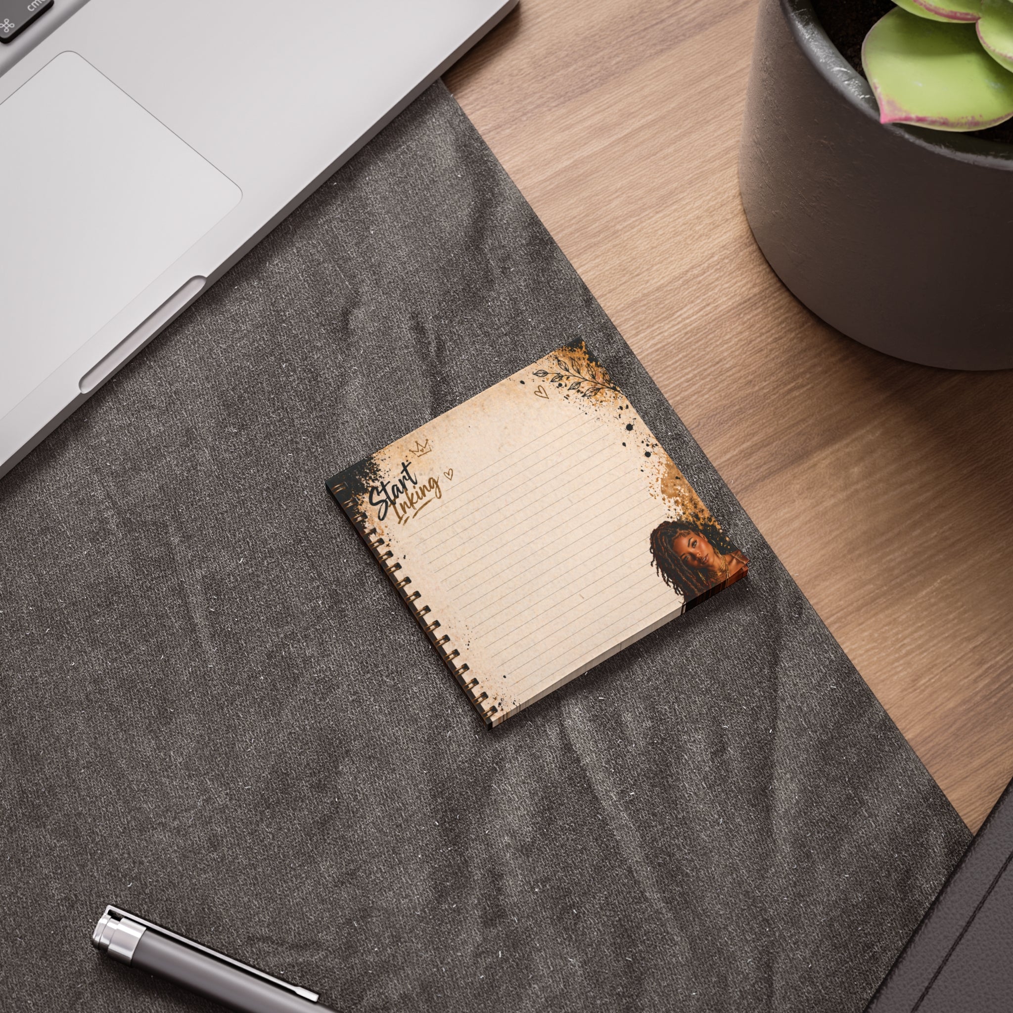 Spiral-bound Post-it® Note Pad by Printify with lined pages for inspirational desk notes and easy note-taking.