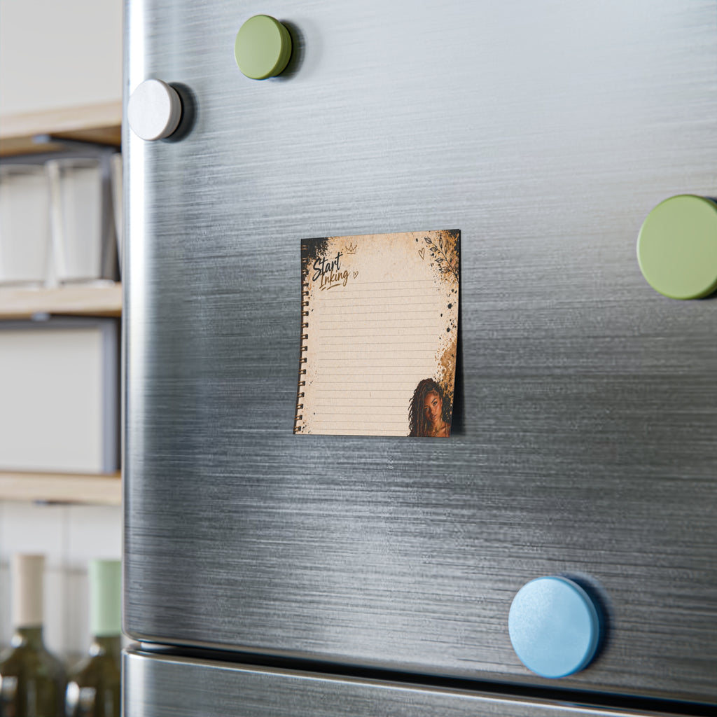 Printify Start Inking Lined Post-it® Note Pad in spiral notebook style with inspirational desk notes and colorful paper pages.