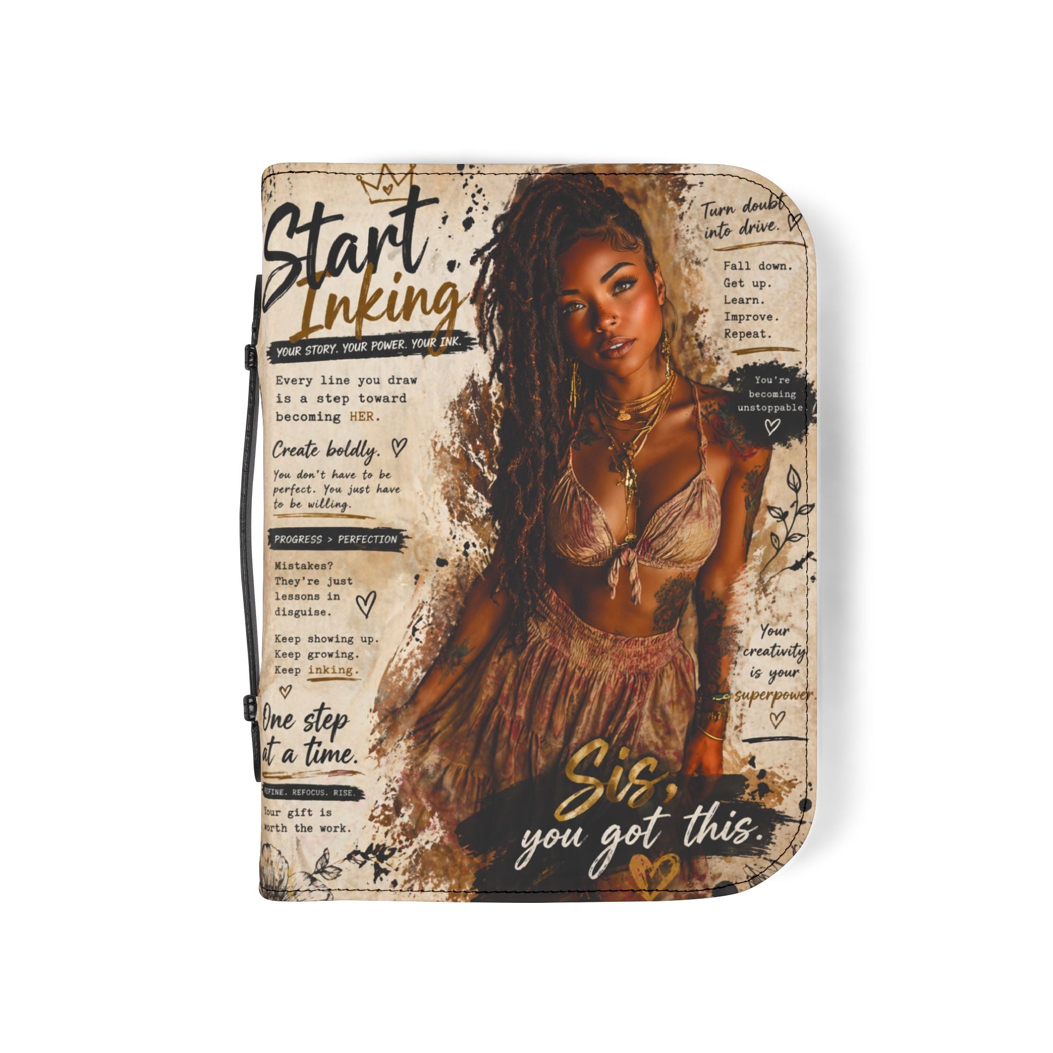 Printify Sis You Got This zippered Bible cover for women, showcasing a stylish, inspirational Bible case with a motivational design.