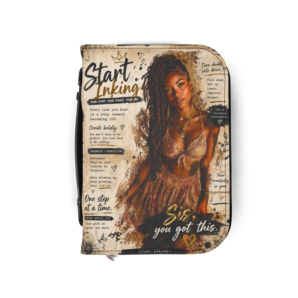 Pink zippered Bible cover with inspirational "Sis You Got This" text, designed for women, made by Printify.