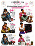 The image is a collage of illustrations featuring a young woman in various poses and settings, accompanied by text that conveys a message about self-expression, identity, and empowerment.