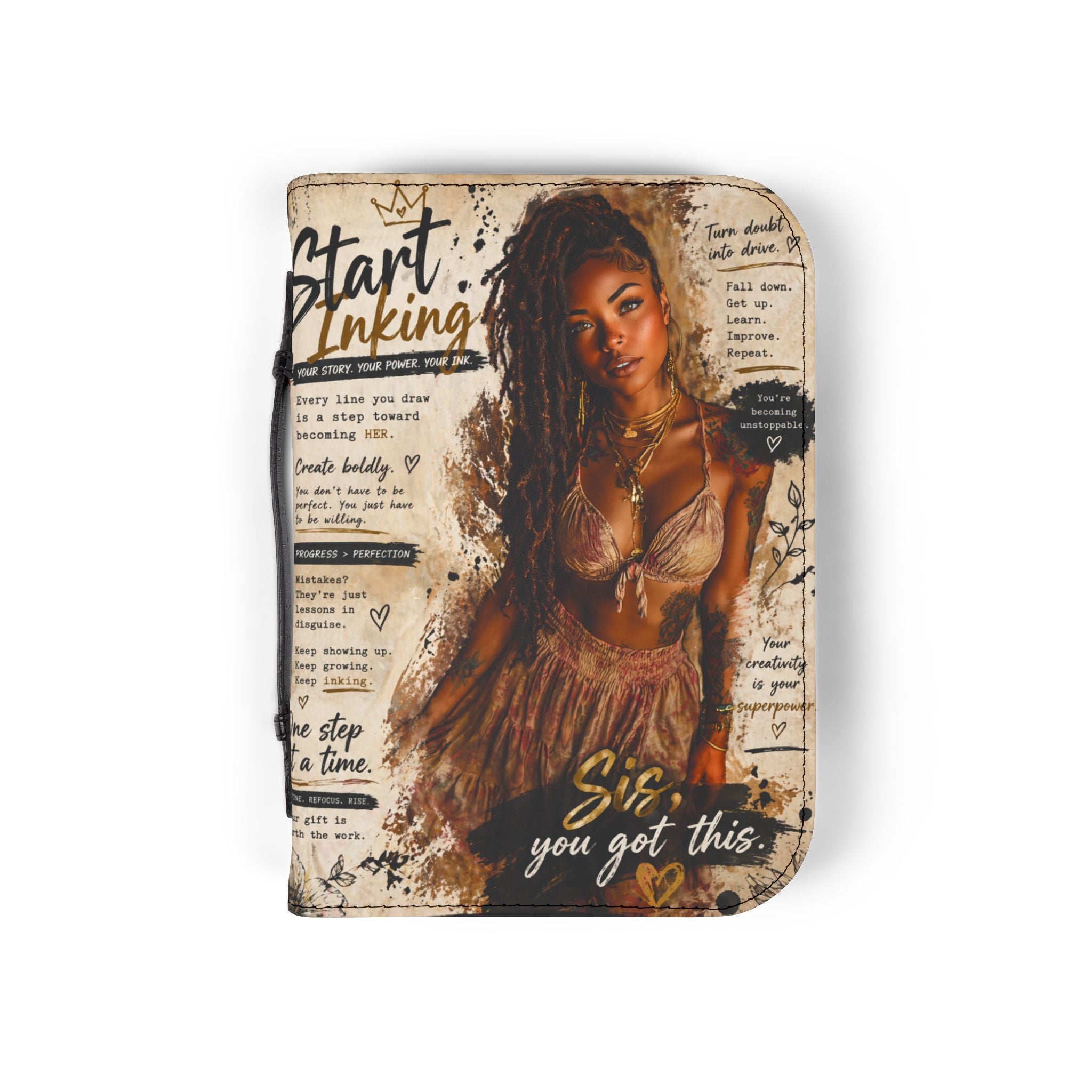 Printify Sis You Got This zippered Bible cover for women, inspirational Bible case with a sturdy zipper and decorative design.