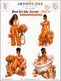 Black Girl Who Journals sticker set by Artistiqely Noted featuring diverse illustrations of Black girls for journaling and decorating.