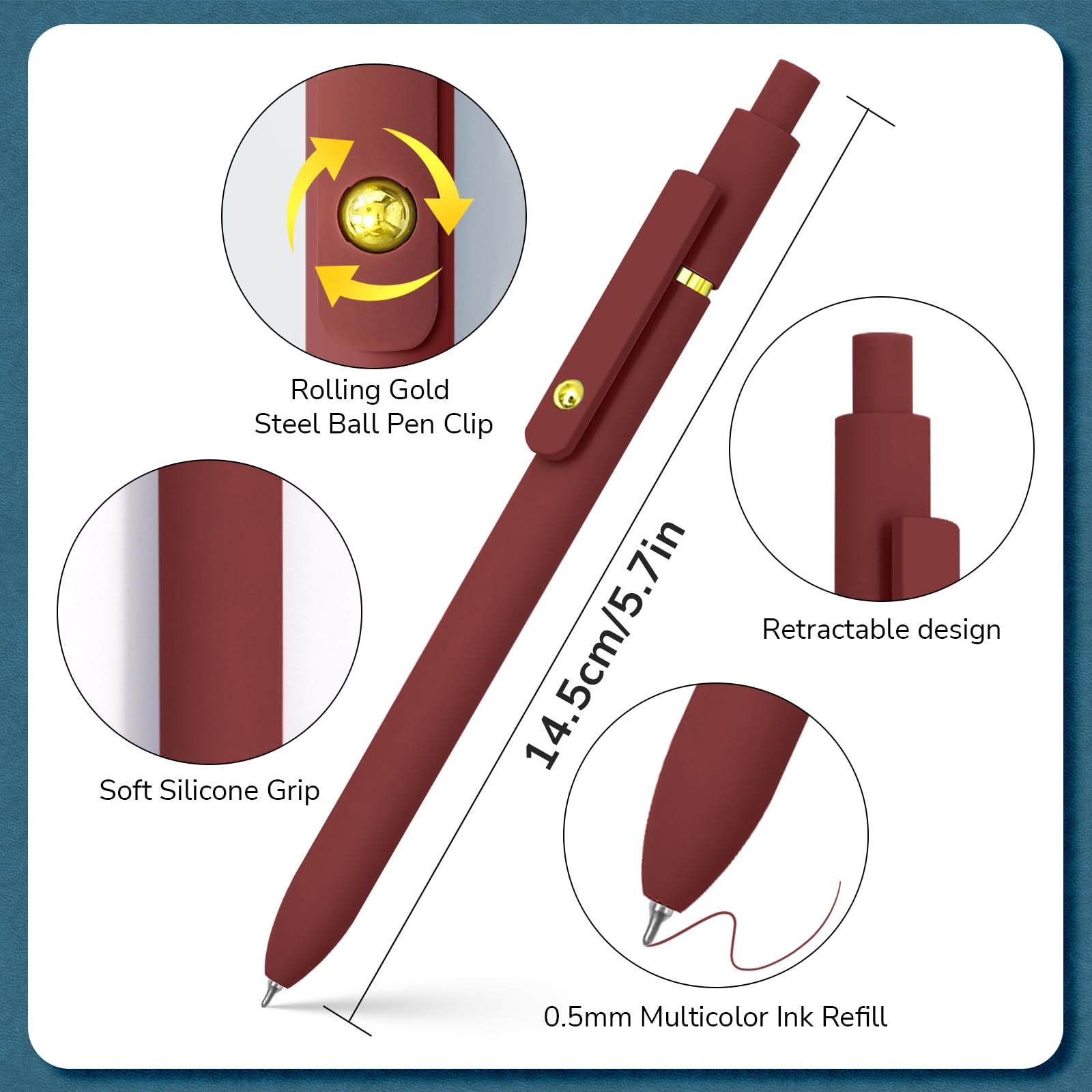 6 Pcs Fine Point Smooth Writing Gel Pens, 0.5mm Colored Ink for Journaling