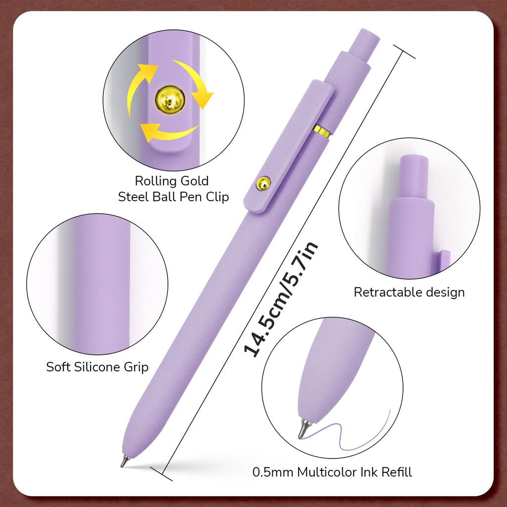6 Pcs Fine Point Smooth Writing Gel Pens, 0.5mm Colored Ink for Journaling