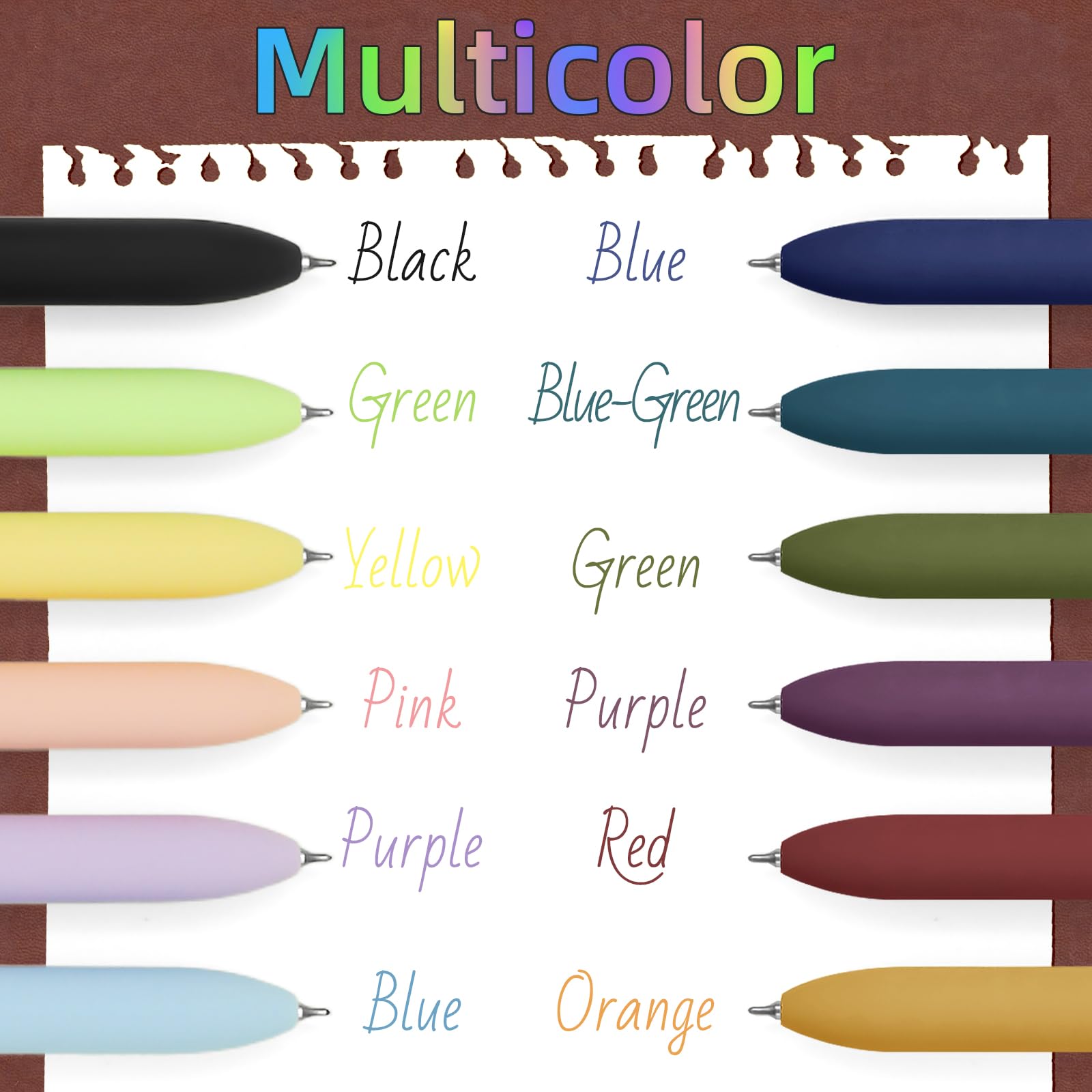 6 Pcs Fine Point Smooth Writing Gel Pens, 0.5mm Colored Ink for Journaling