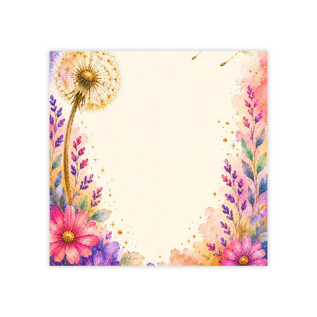 Floral Dandelion Post-it Note Pads — Watercolor Flower Sticky Notes for Notes & Gifts