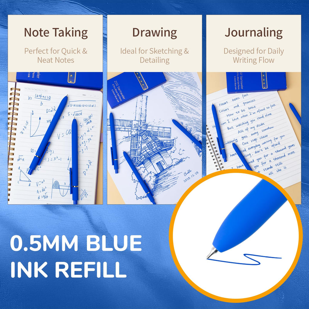 6 Pcs Fine Point Smooth Writing Gel Pens, 0.5mm Colored Ink for Journaling