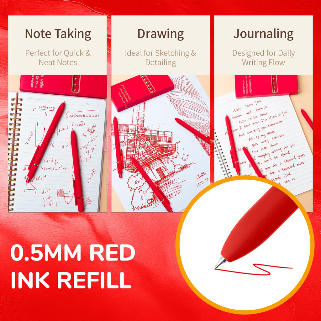 6 Pcs Fine Point Smooth Writing Gel Pens, 0.5mm Colored Ink for Journaling