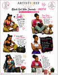 Black Girl Who Journals sticker set featuring empowering affirmation and self-love journal stickers with Black woman artwork.
