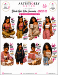 Black Girl Who Journals sticker set featuring empowering affirmation and self-love black woman art stickers for planners and journaling.