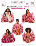 Black Girl Who Journals sticker set featuring inspiring Black woman art stickers, vibrant designs for journaling and decorating.