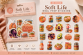 Waterproof mixed soft life meal prep stickers featuring vibrant printed designs by Artistiqely Noted by D'Sare.