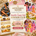 Monthly Happy Mail Sticker Club by ArtistiQely Noted, with a variety of decorative sticker examples