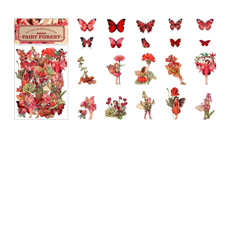 50pcs Fairy Tale Forest Series Retro Fairy Tale Handbook Decorative PET Stickers