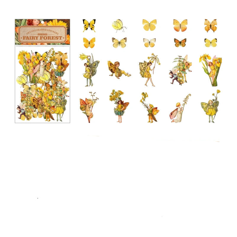 50pcs Fairy Tale Forest Series Retro Fairy Tale Handbook Decorative PET Stickers