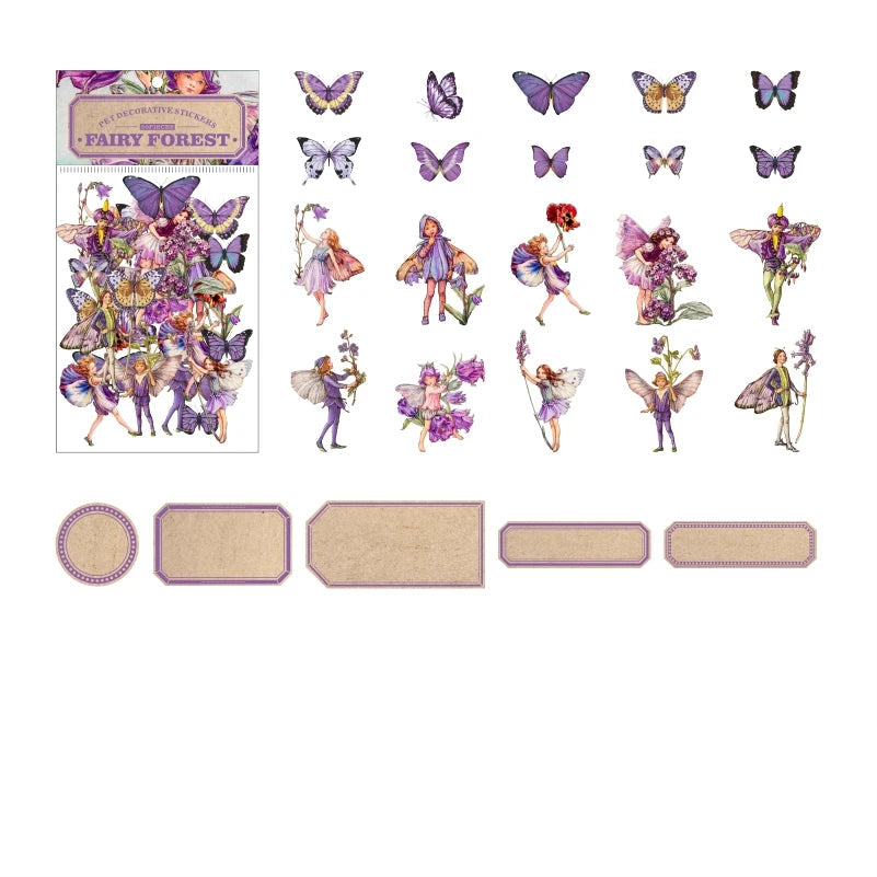 50pcs Fairy Tale Forest Series Retro Fairy Tale Handbook Decorative PET Stickers