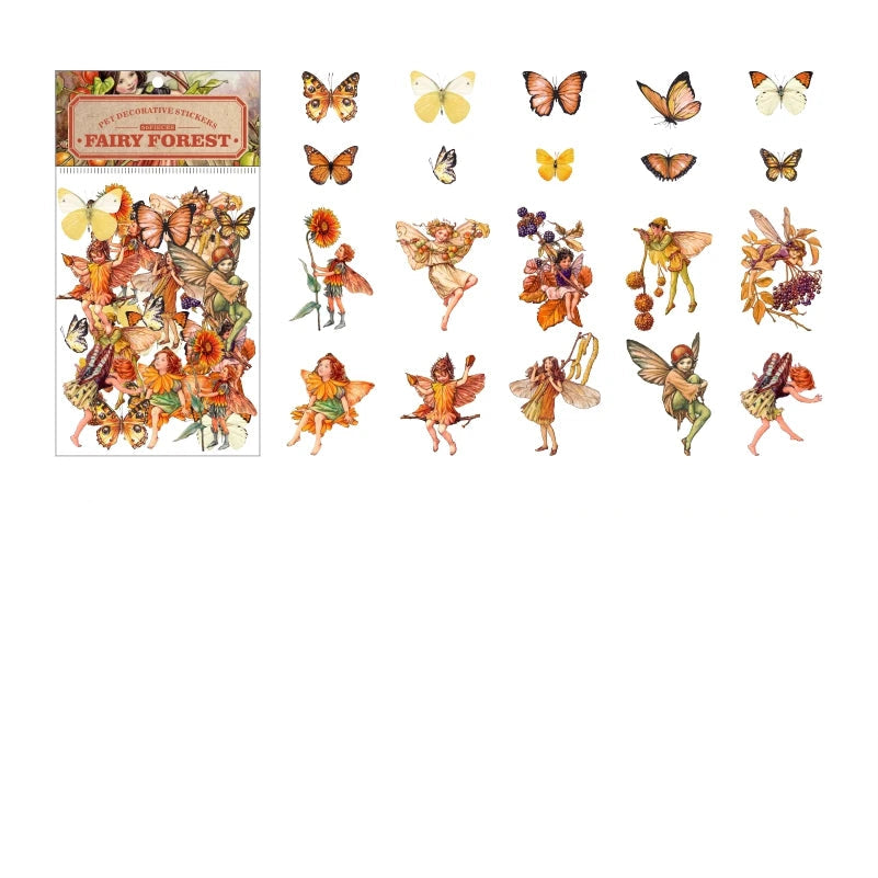 50pcs Fairy Tale Forest Series Retro Fairy Tale Handbook Decorative PET Stickers