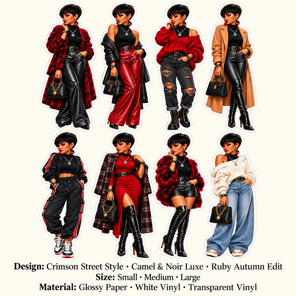 Design, size and material choices for fashion doll sticker sheets