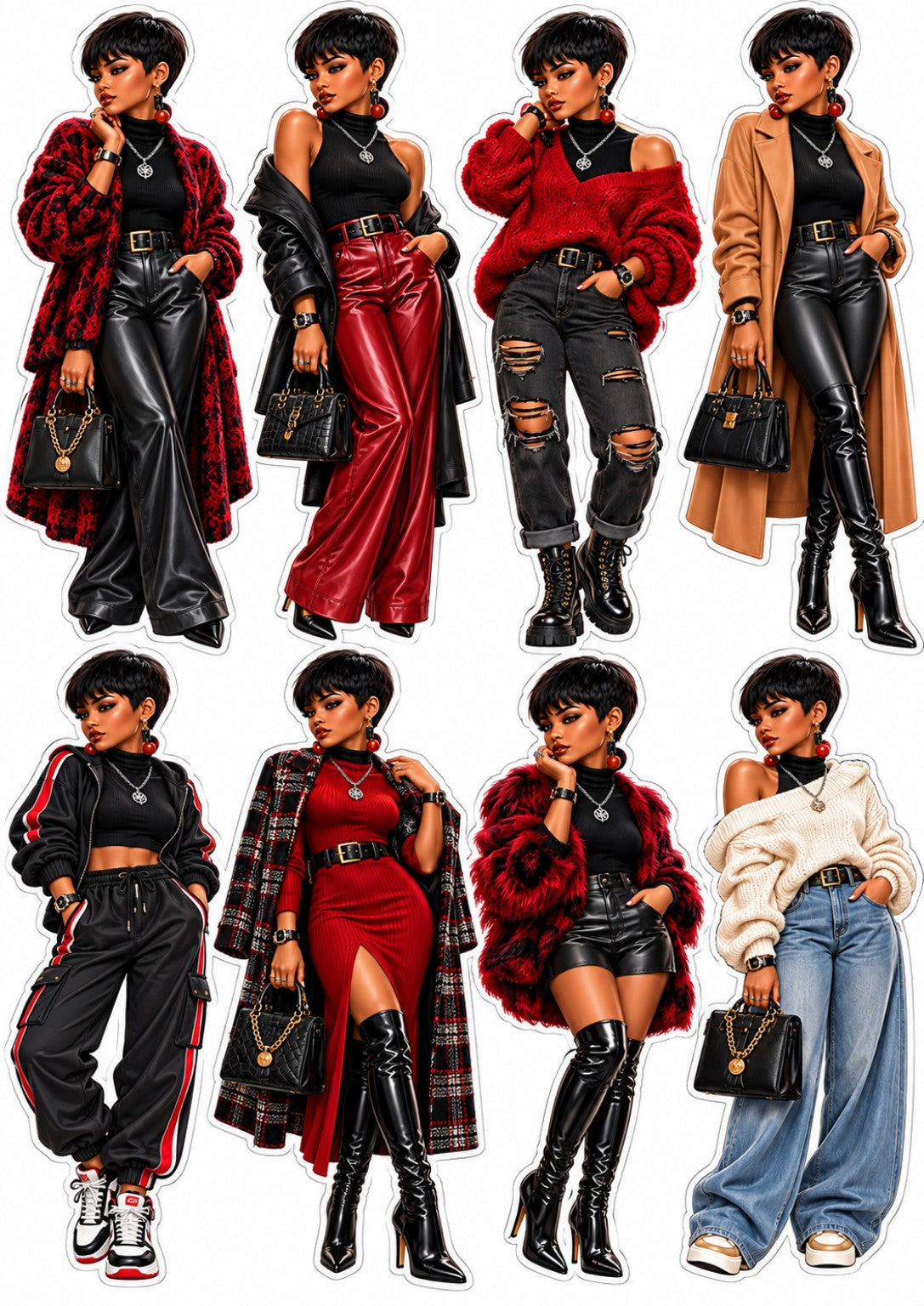 Original artwork for Crimson Street Style 8-doll sheet
