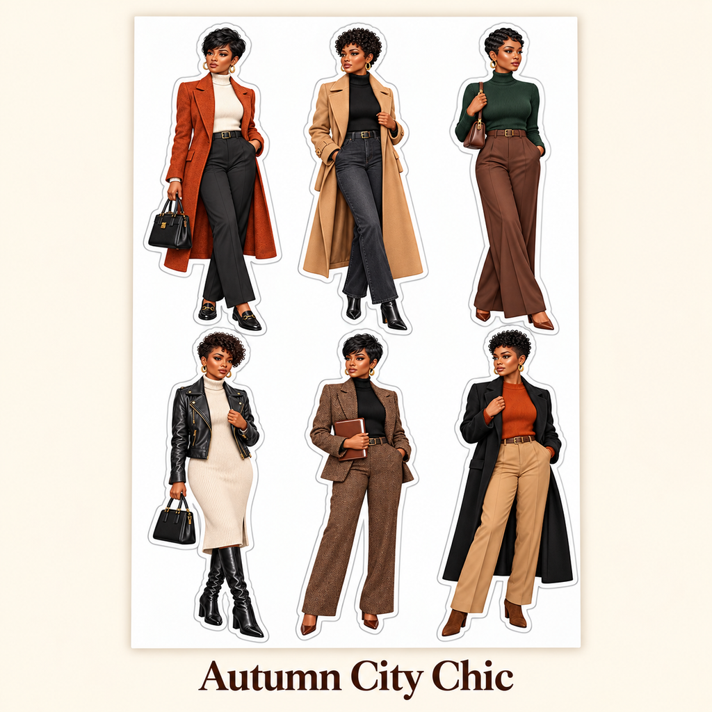 Autumn City Chic six-doll sticker sheet