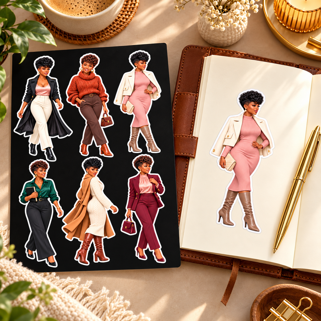 Soft Autumn Neutrals dolls beside an open planner