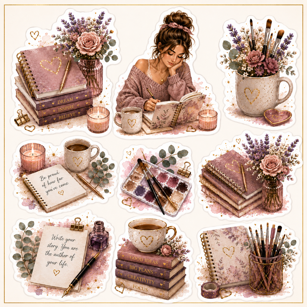 Front view of Blush Bloom creative journalling sticker sheet