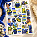 Cobalt Sun Garden – Blue & Yellow Journal Sticker Sheet — hero sticker sheet lifestyle view