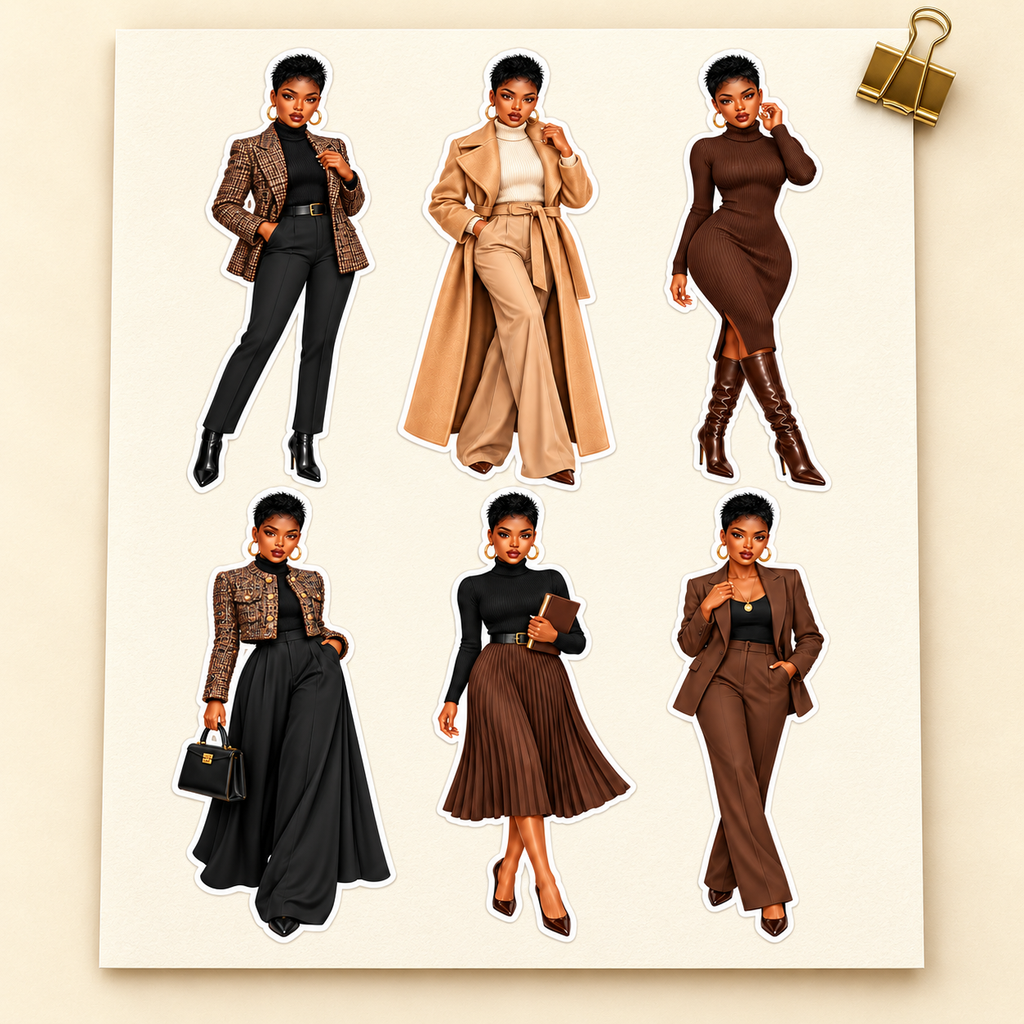 Cocoa Executive Edit six-doll sticker sheet close-up