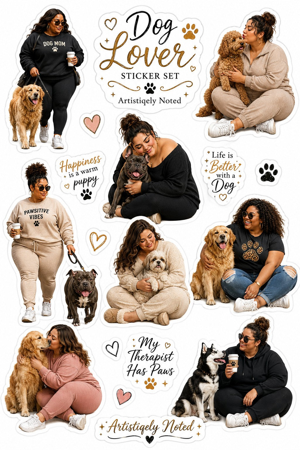 Curvy Dog Mum Comfort sticker sheet design