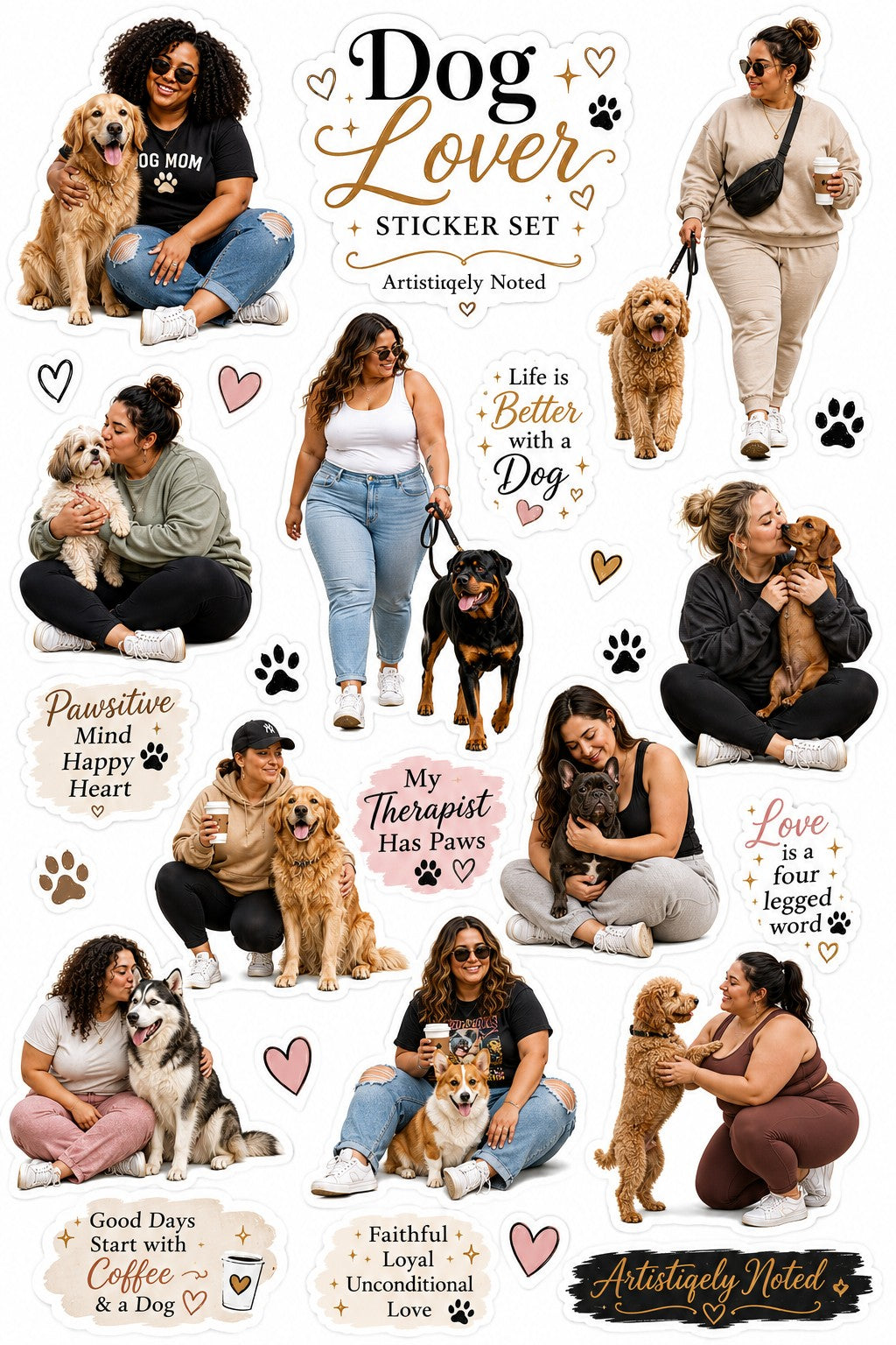 Diverse Dog Mums sticker sheet design