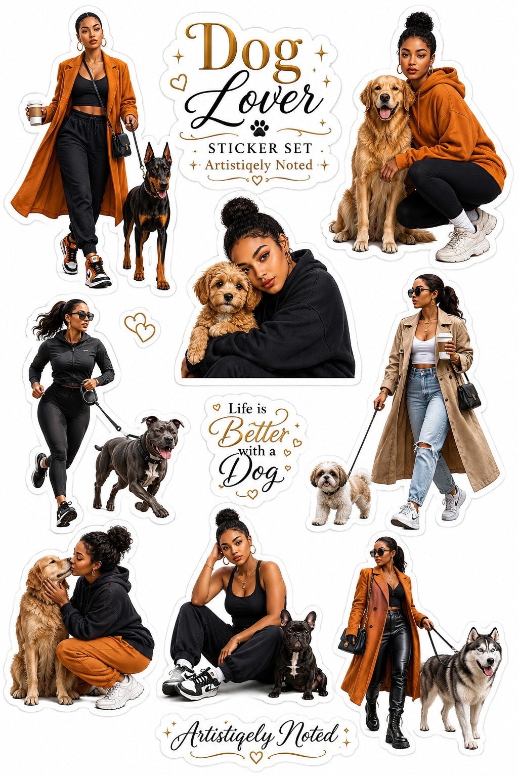 Dog Lover Street Style sticker sheet design