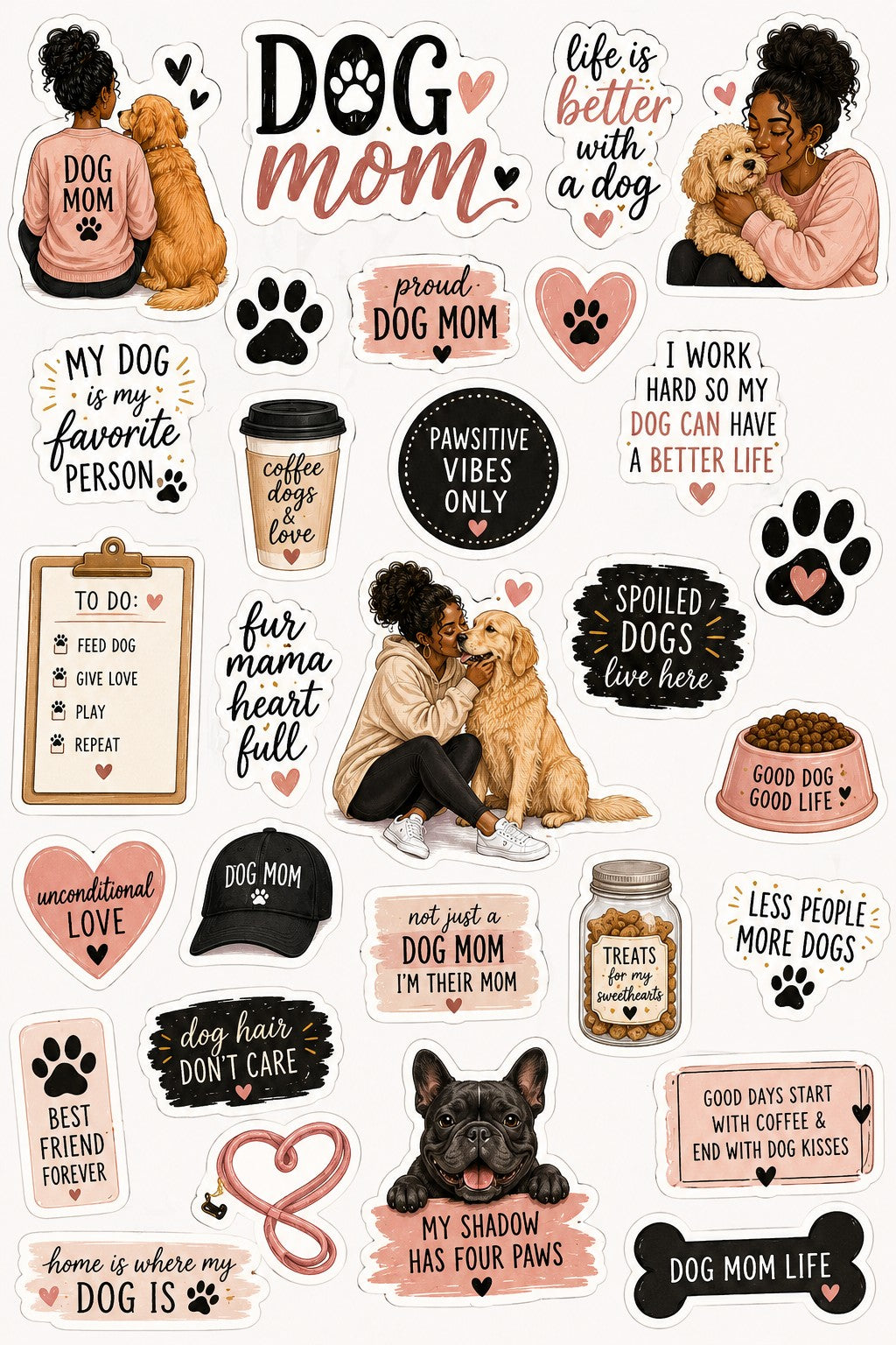 Dog Mum Functional Quotes sticker sheet design