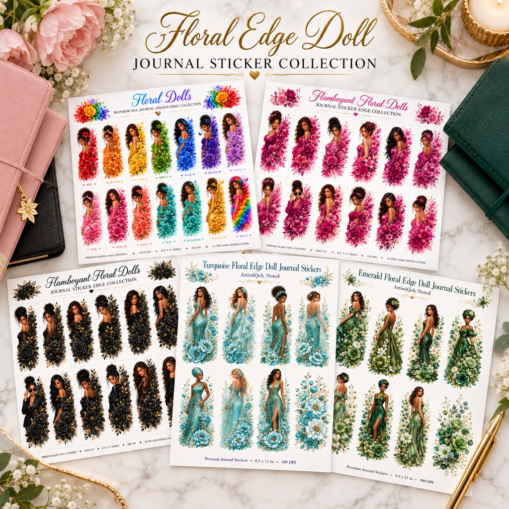 Floral Edge Doll Journal Sticker Collection lifestyle hero