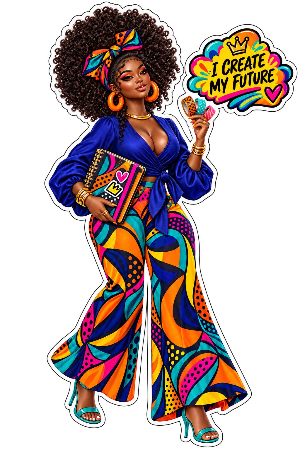 I Create My Future individual die-cut journal doll sticker with white border