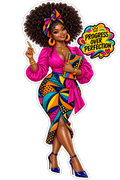 Progress Over Perfection individual die-cut journal doll sticker with white border