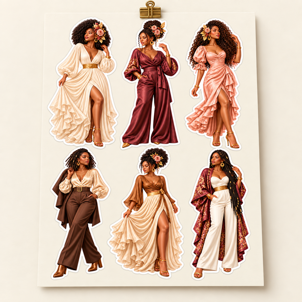 Gilded Earth Fashion Dolls sticker sheet close up