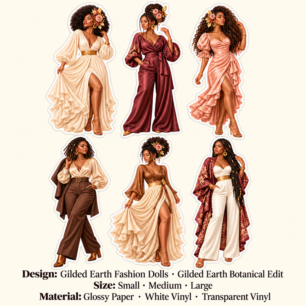 Gilded Earth Bloom sticker sheet design size and material options