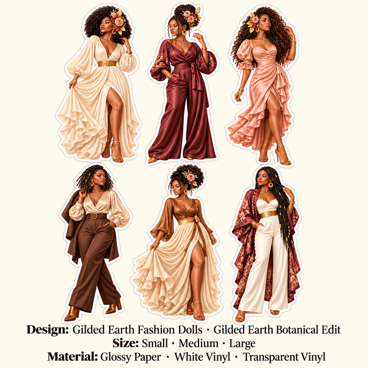 Gilded Earth Bloom sticker sheet design size and material options
