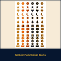 Gilded Functional Icons sticker sheet design