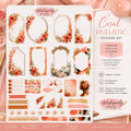 Coral Huelistic sticker set featuring black woman journaling and self-love planner graphics by Artistiqely Noted T/A D'Sare Ltd