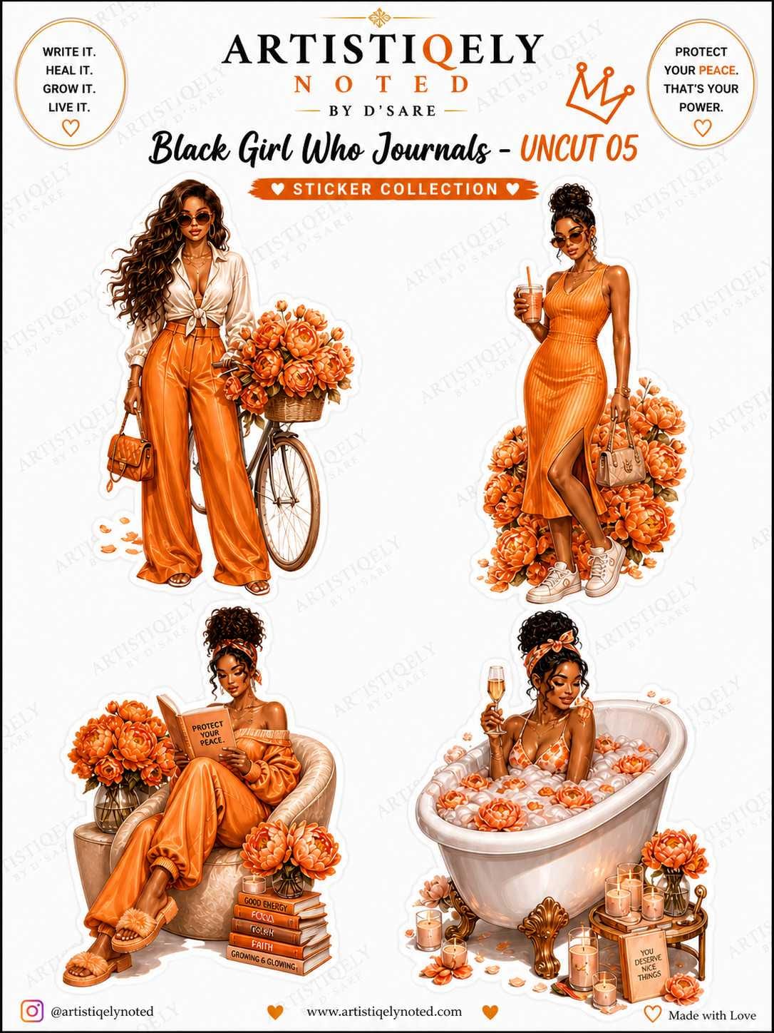 Black Girl Who Journals Sticker Set