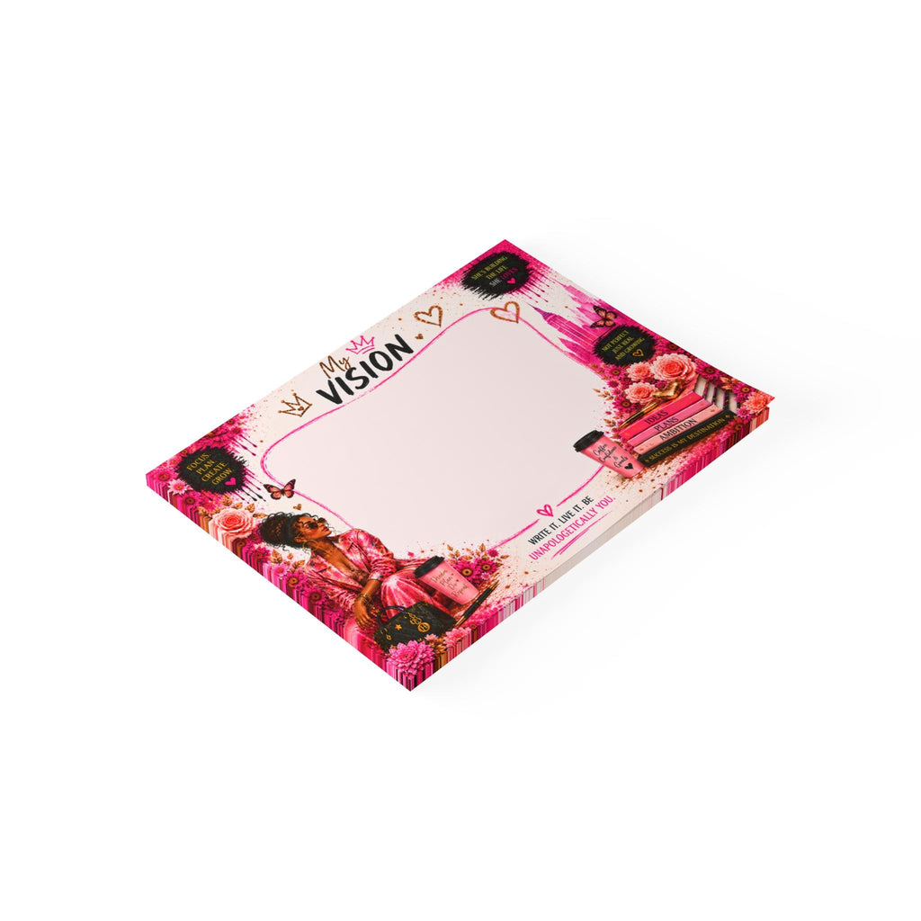 Chic Woman in Pink Border Landscape Post-it Note Pads | Floral Citynote Stationery
