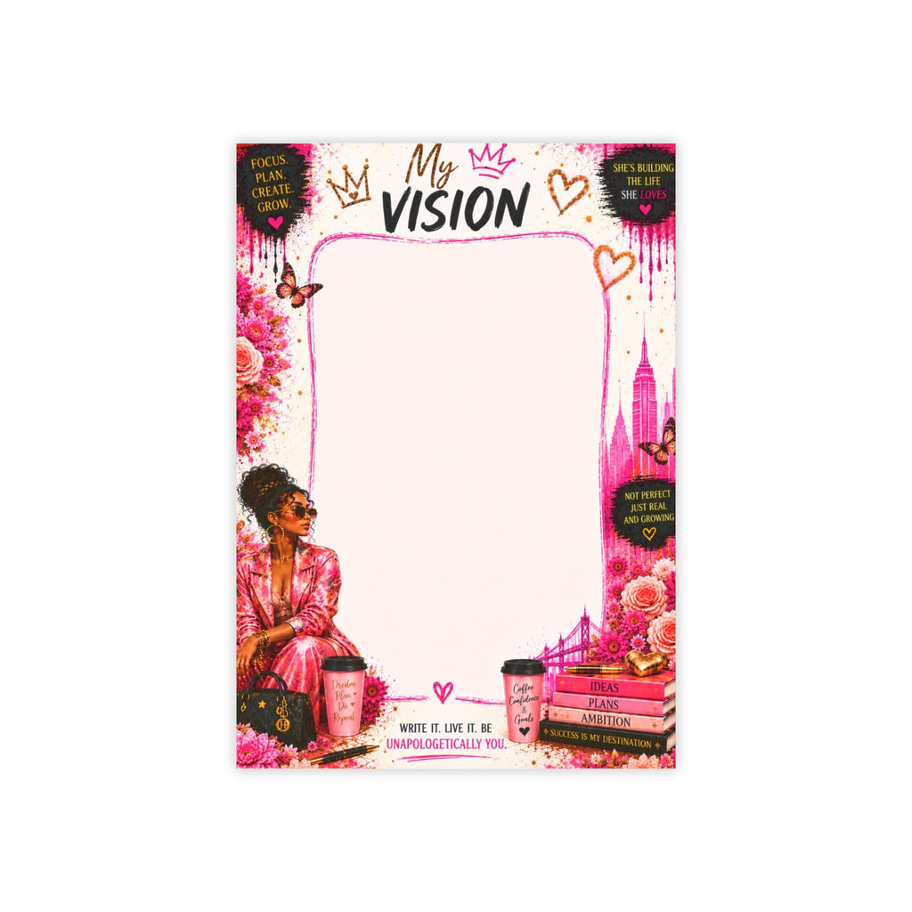 Chic Woman in Pink Border Post-it Note Pads | Floral Citynote Stationery