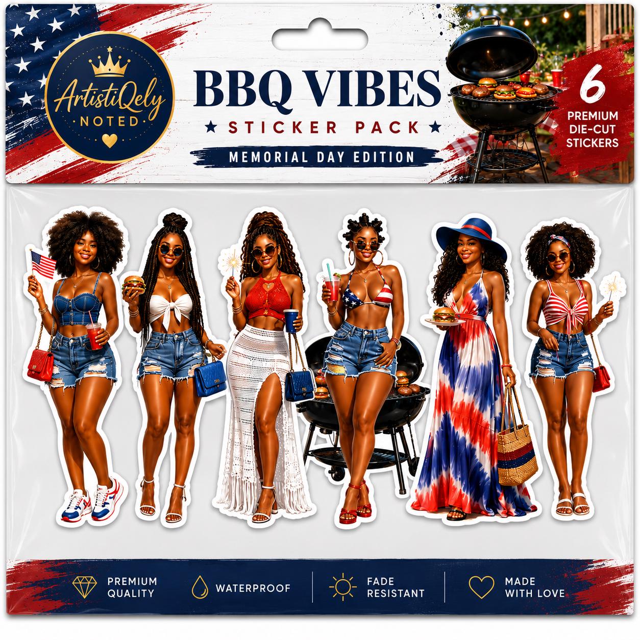 Memorial Day BBQ Black Girl Stickers, Summer Cookout Planner Journal Sheet