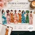 Floral Goddess Bookmark Set | Watercolour Woman Art (Digital Download)