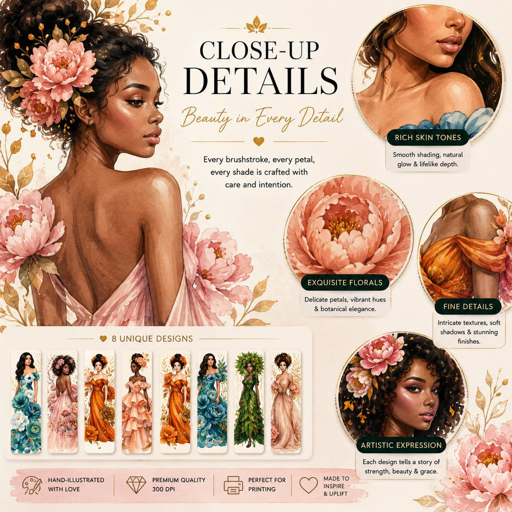 Floral Goddess Bookmark Set | Watercolour Woman Art (Digital Download)