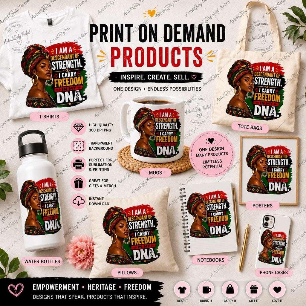 Juneteenth Black Woman Green Red Headwrap PNG Digital Download