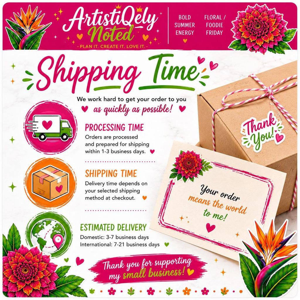 Tropical Floral Sticker Sheet | Summer Dahlia, Bird of Paradise, Foodie Quotes